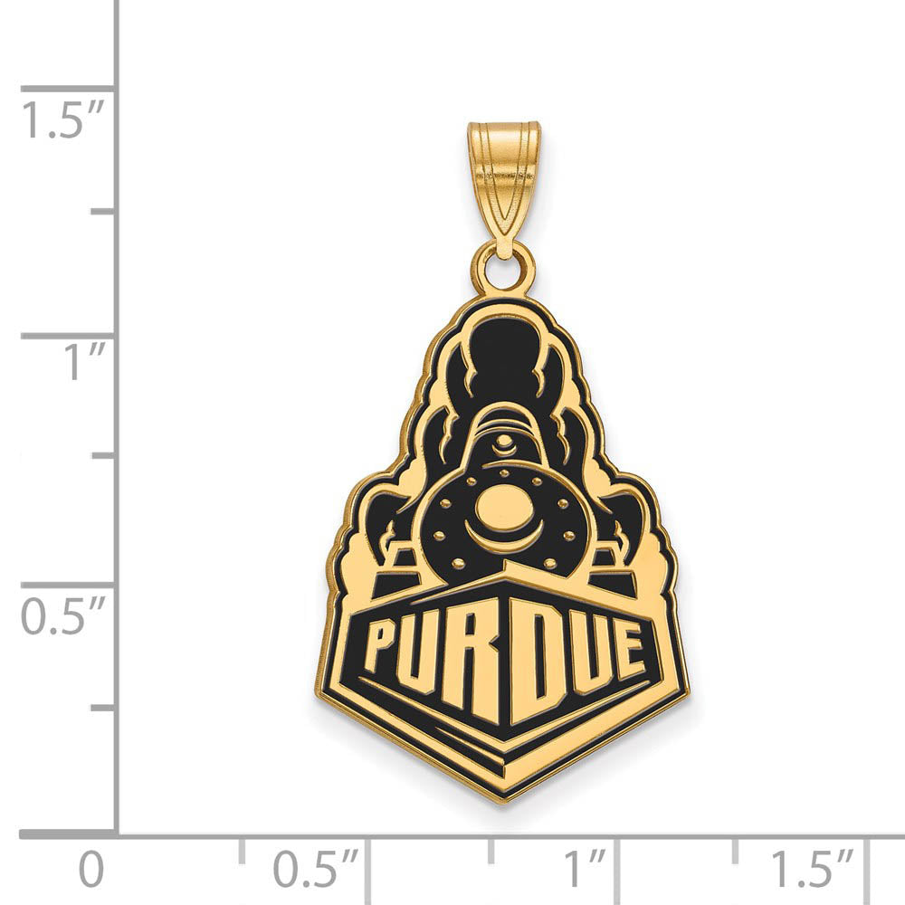 Alternate view of the 14k Gold Plated Silver Purdue XL Enamel Logo Pendant by The Black Bow Jewelry Co.