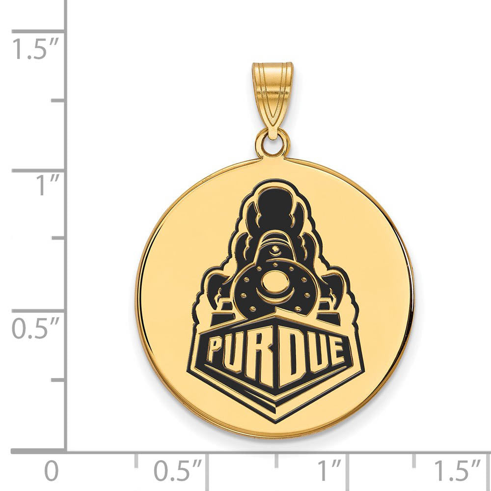 Alternate view of the 14k Gold Plated Silver Purdue XL Enamel Logo Disc Pendant by The Black Bow Jewelry Co.