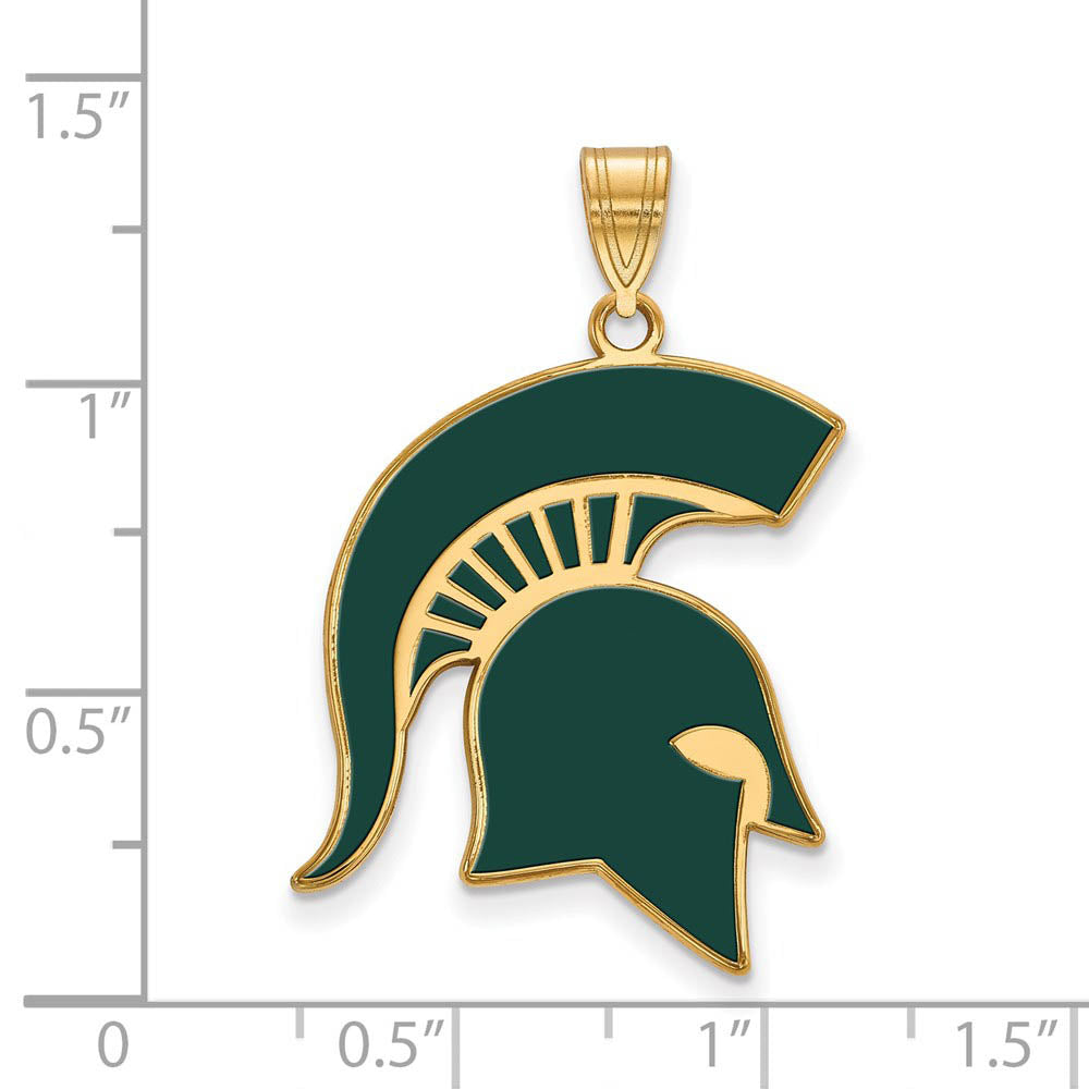 Alternate view of the 14k Gold Plated Silver Michigan State XL Enamel Pendant by The Black Bow Jewelry Co.