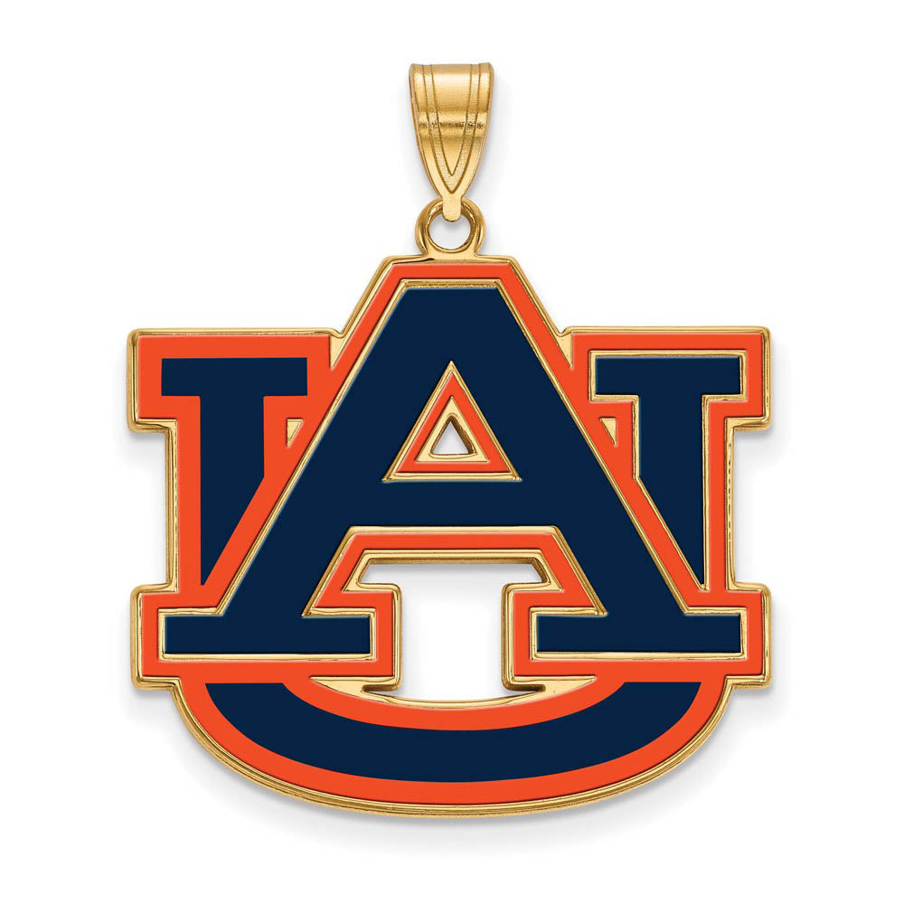 14k Gold Plated Silver Auburn U XL Enamel Pendant, Item P21325 by The Black Bow Jewelry Co.