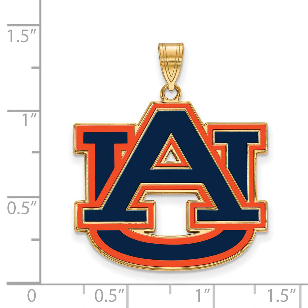 Alternate view of the 14k Gold Plated Silver Auburn U XL Enamel Pendant by The Black Bow Jewelry Co.
