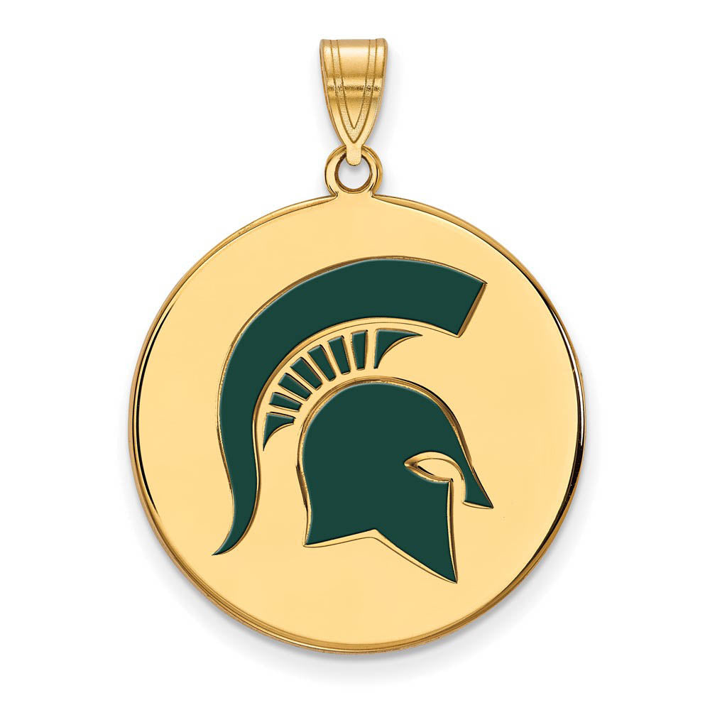 14k Gold Plated Silver Michigan State XL Enamel Disc Pendant, Item P21326 by The Black Bow Jewelry Co.