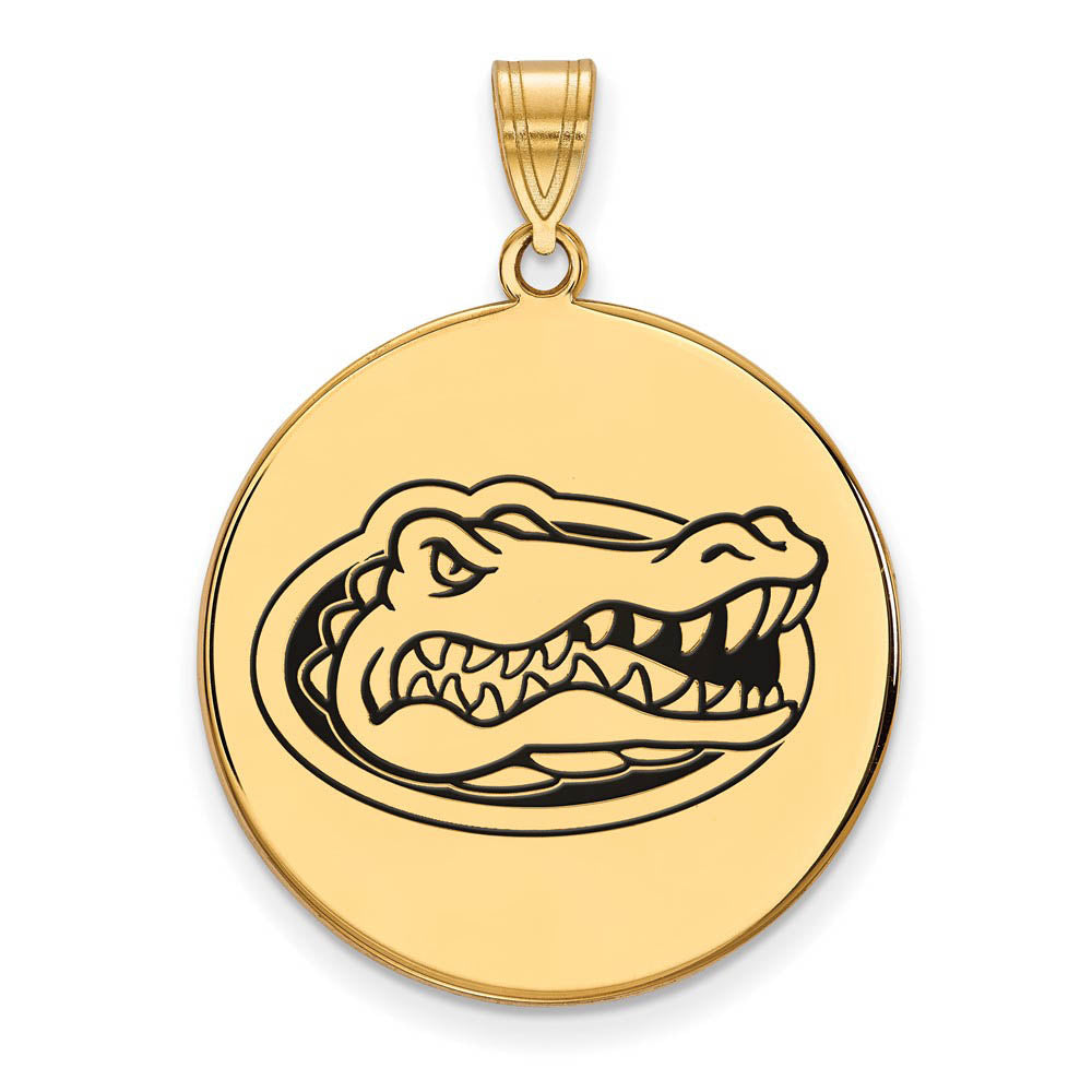 14k Gold Plated Silver U of Florida XL Enamel Disc Mascot Pendant, Item P21328 by The Black Bow Jewelry Co.