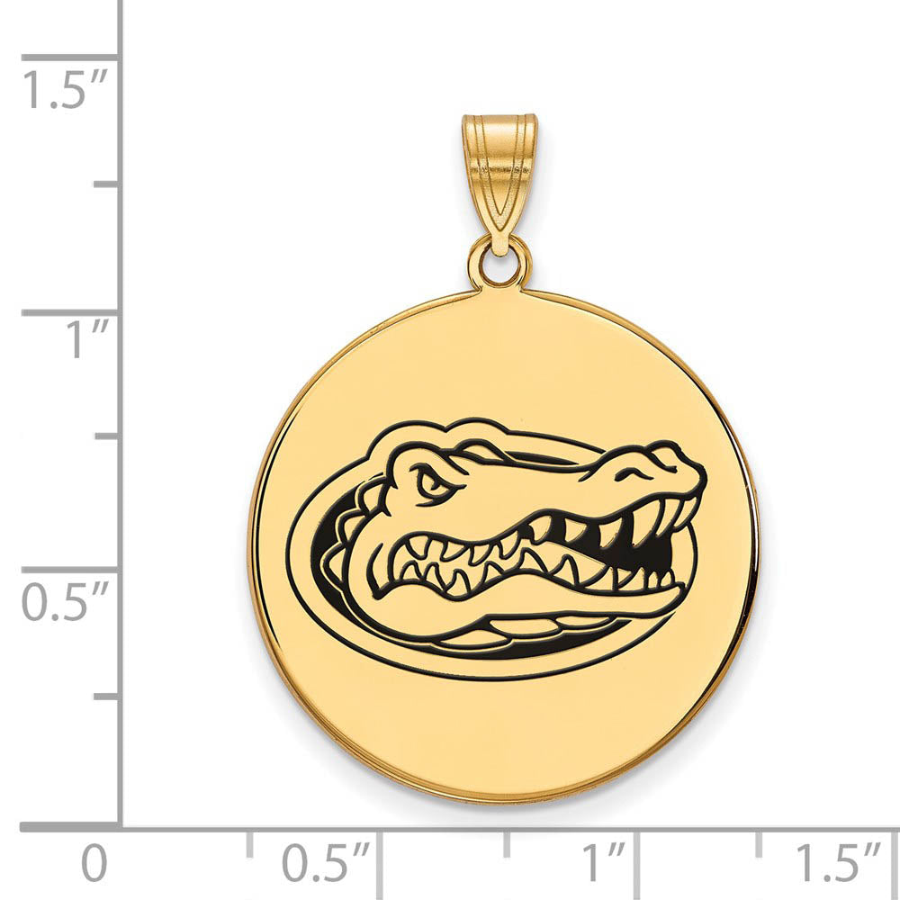 Alternate view of the 14k Gold Plated Silver U of Florida XL Enamel Disc Mascot Pendant by The Black Bow Jewelry Co.