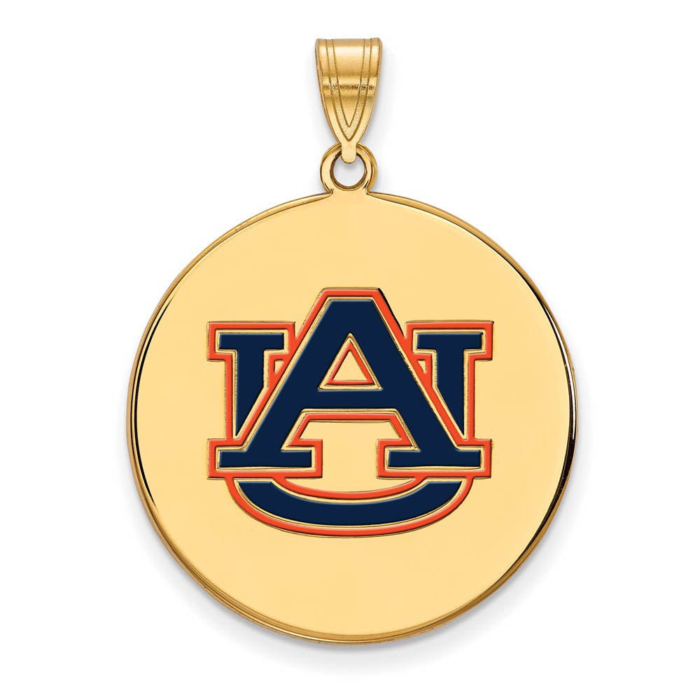 14k Gold Plated Silver Auburn U XL Enamel Disc Pendant, Item P21329 by The Black Bow Jewelry Co.