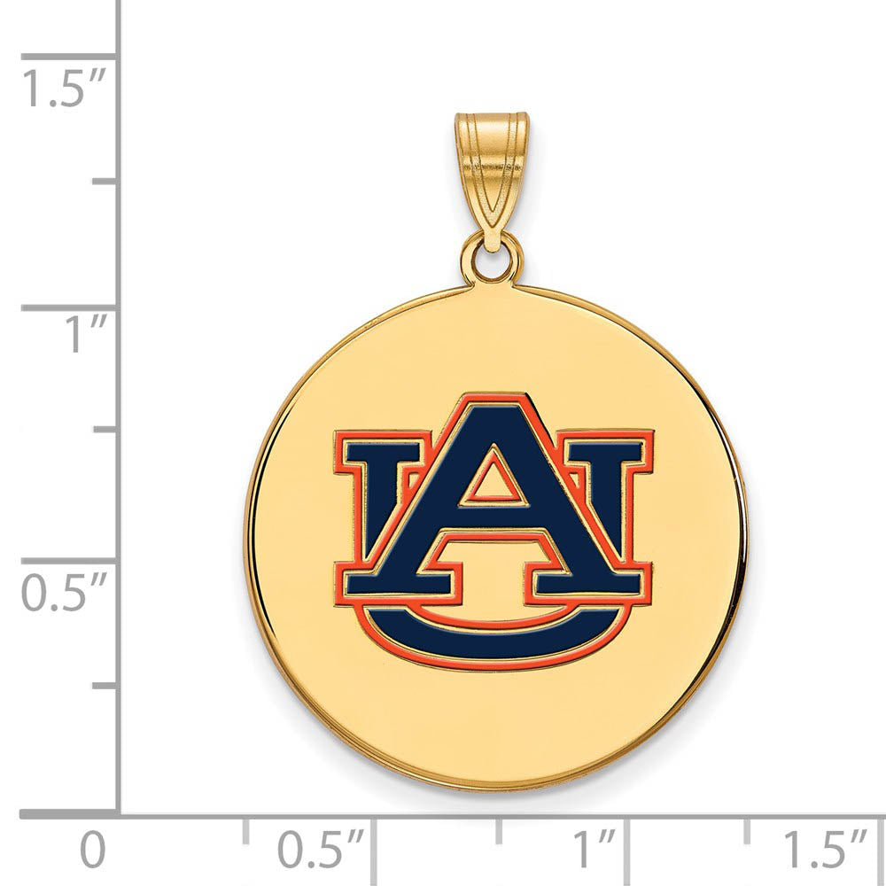 Alternate view of the 14k Gold Plated Silver Auburn U XL Enamel Disc Pendant by The Black Bow Jewelry Co.