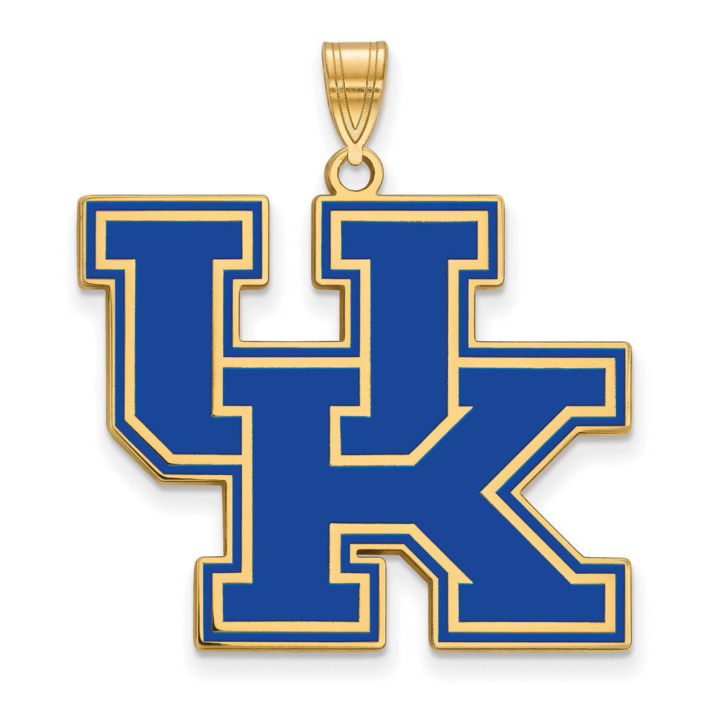 14k Gold Plated Silver U. of Kentucky XL Enamel Pendant, Item P21332 by The Black Bow Jewelry Co.