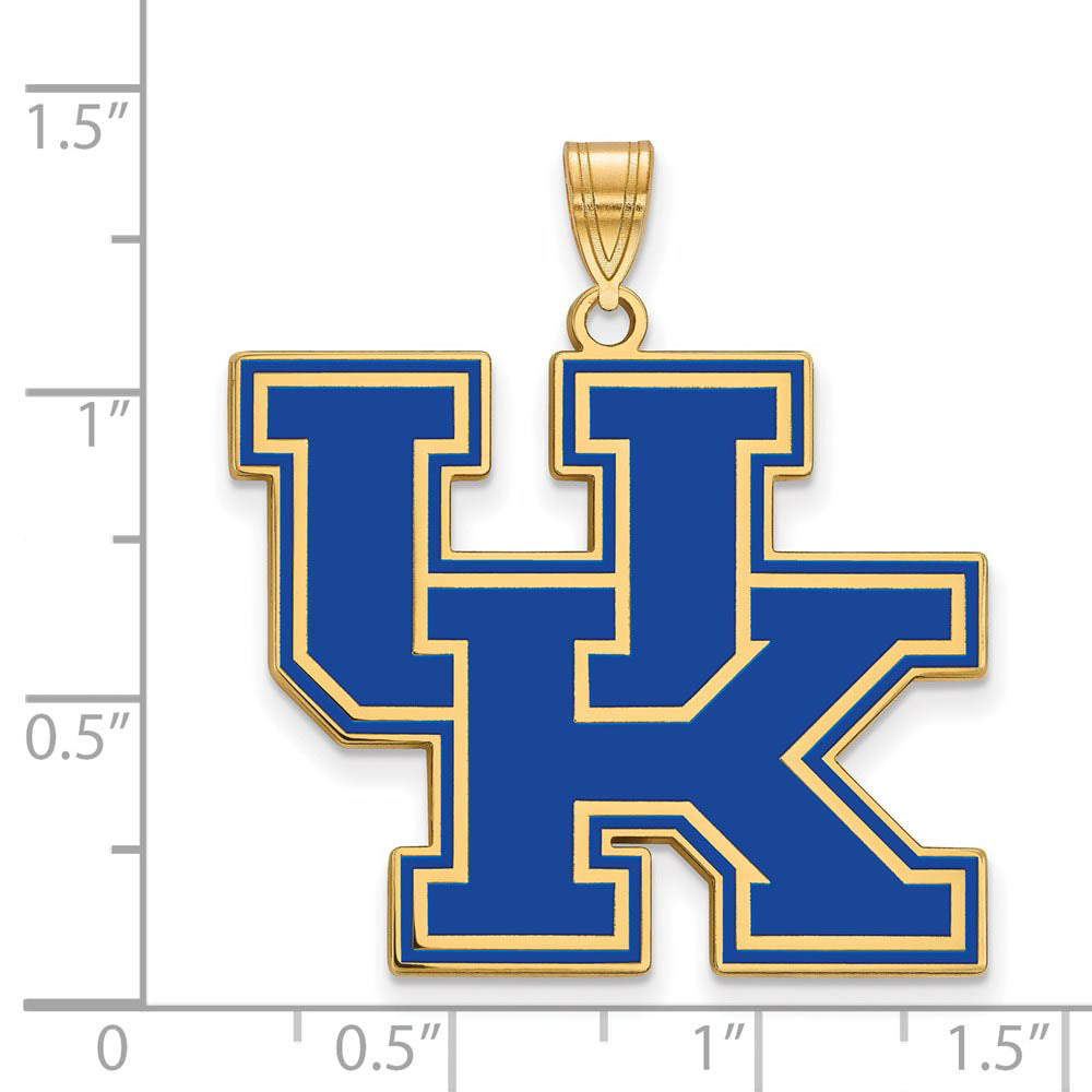 Alternate view of the 14k Gold Plated Silver U. of Kentucky XL Enamel Pendant by The Black Bow Jewelry Co.