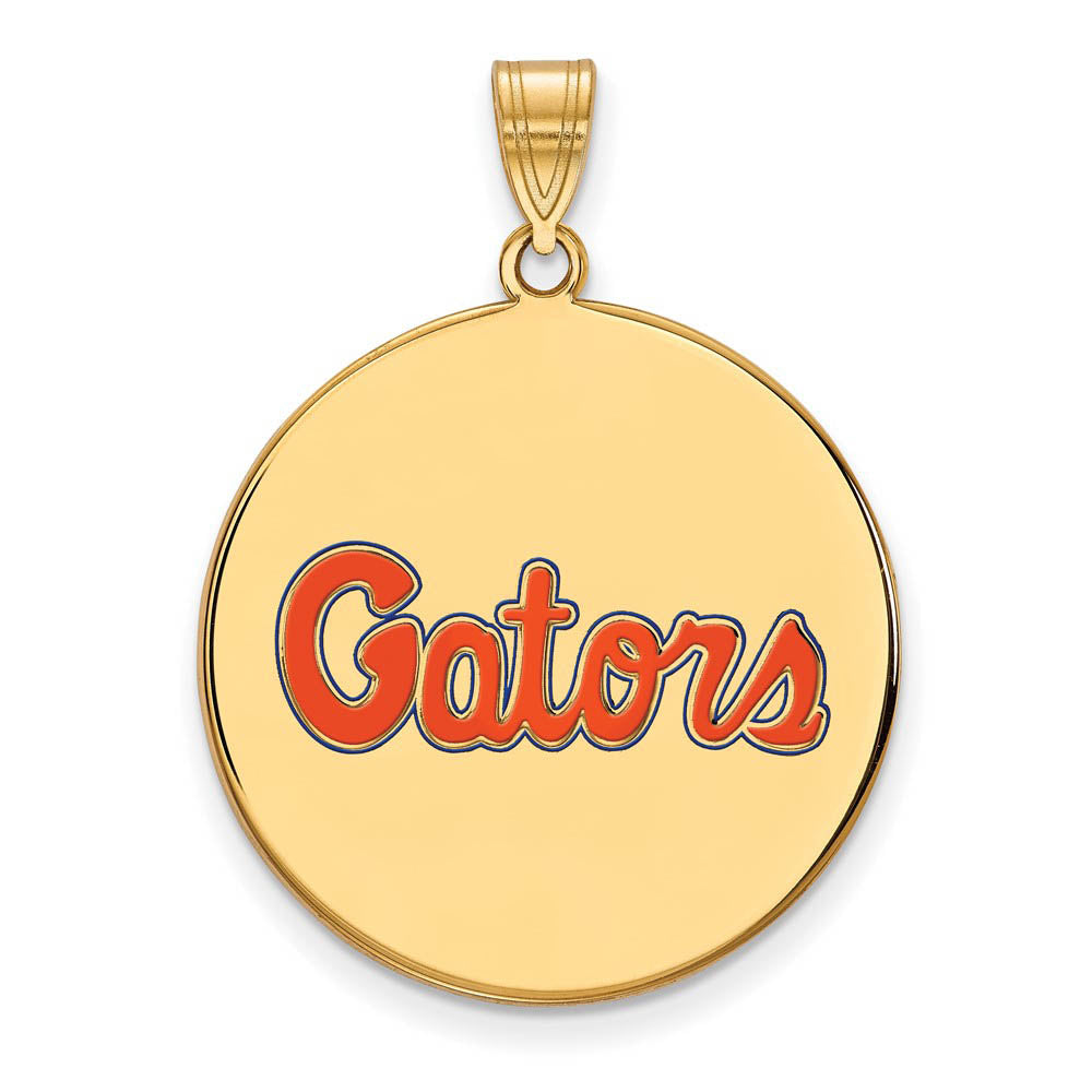 14k Gold Plated Silver U of Florida XL Enamel Disc Pendant, Item P21335 by The Black Bow Jewelry Co.