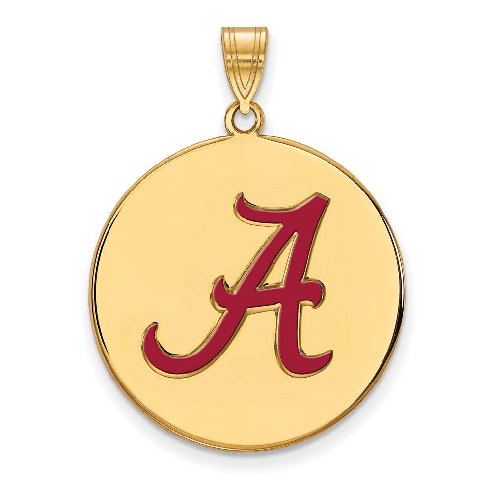14k Gold Plated Silver U. of Alabama XL Enamel Disc Pendant, Item P21337 by The Black Bow Jewelry Co.