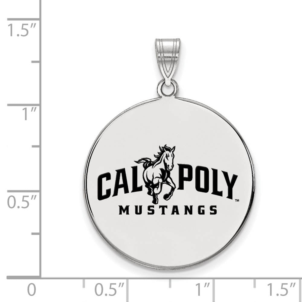 Alternate view of the Sterling Silver Cal Polytechnic State XL Enamel Disc Pendant by The Black Bow Jewelry Co.