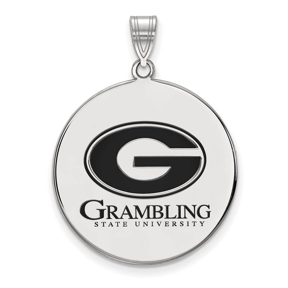Sterling Silver Grambling State XL Enamel Disc Pendant, Item P21348 by The Black Bow Jewelry Co.