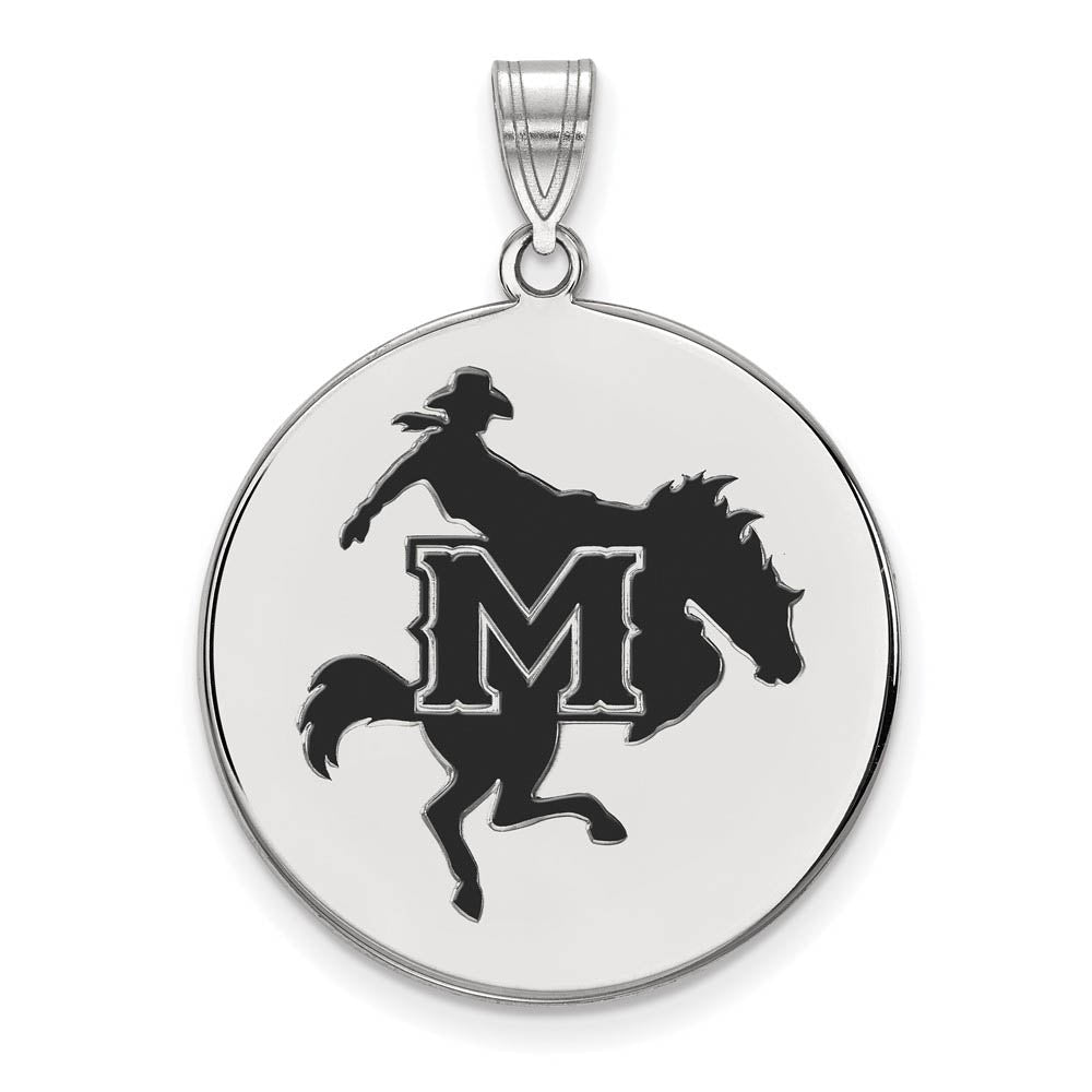 Sterling Silver McNeese State XL Enamel Disc Pendant, Item P21351 by The Black Bow Jewelry Co.
