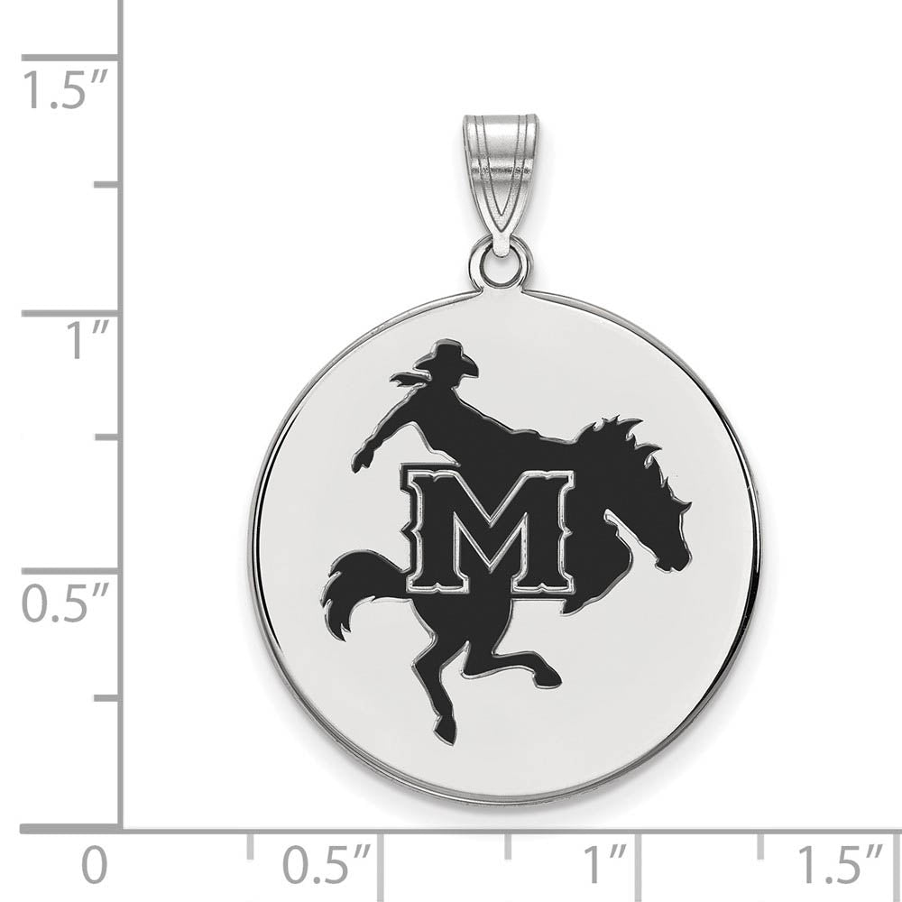 Alternate view of the Sterling Silver McNeese State XL Enamel Disc Pendant by The Black Bow Jewelry Co.