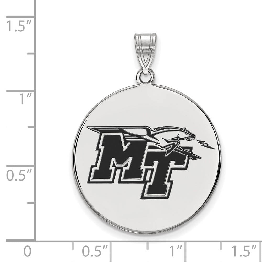 Alternate view of the Sterling Silver Middle Tennessee State XL Enamel Disc Pendant by The Black Bow Jewelry Co.