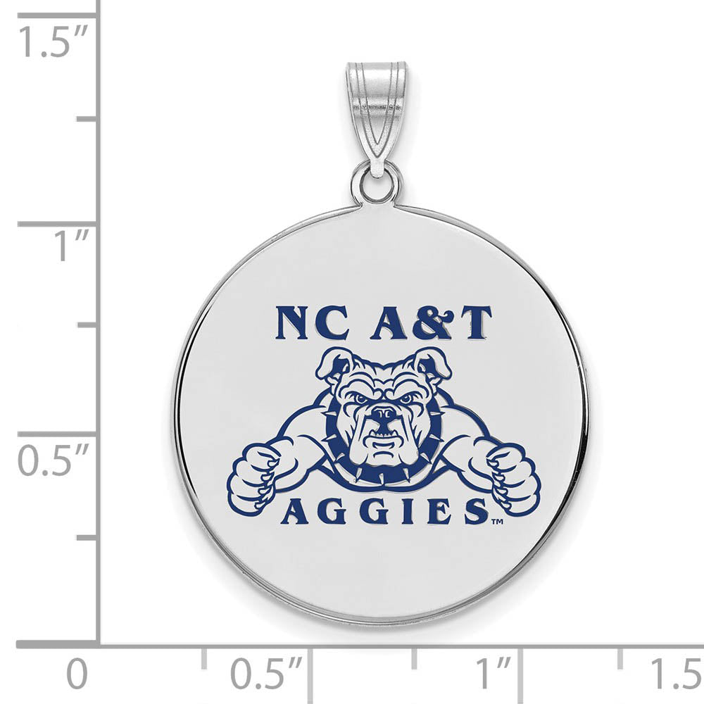 Alternate view of the Sterling Silver North Carolina A&T XL Enamel Disc Pendant by The Black Bow Jewelry Co.