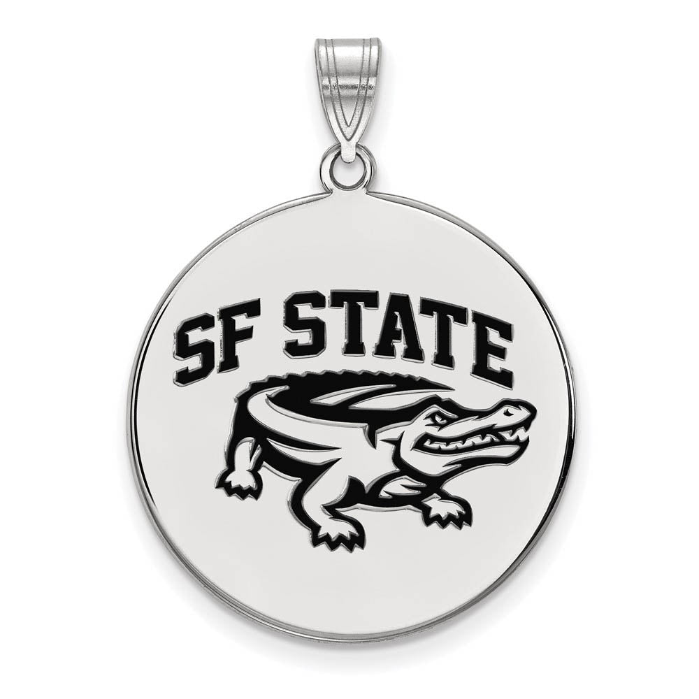 Sterling Silver San Francisco State XL Enamel Disc Pendant, Item P21362 by The Black Bow Jewelry Co.