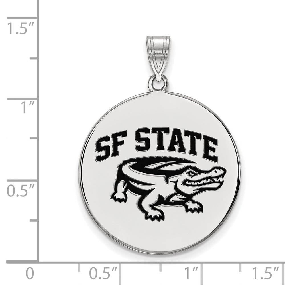 Alternate view of the Sterling Silver San Francisco State XL Enamel Disc Pendant by The Black Bow Jewelry Co.