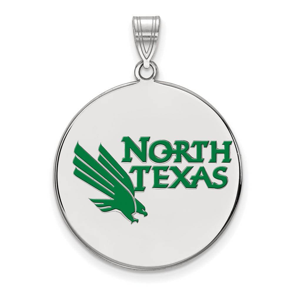 Sterling Silver North Texas XL Enamel Disc Pendant, Item P21368 by The Black Bow Jewelry Co.
