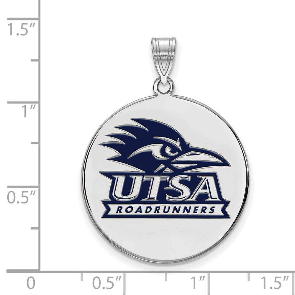 Alternate view of the Sterling Silver U. of Texas at San Antonio XL Enamel Disc Pendant by The Black Bow Jewelry Co.