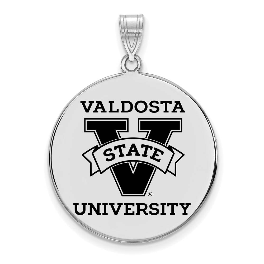 Sterling Silver Valdosta State XL Enamel Disc Pendant, Item P21374 by The Black Bow Jewelry Co.