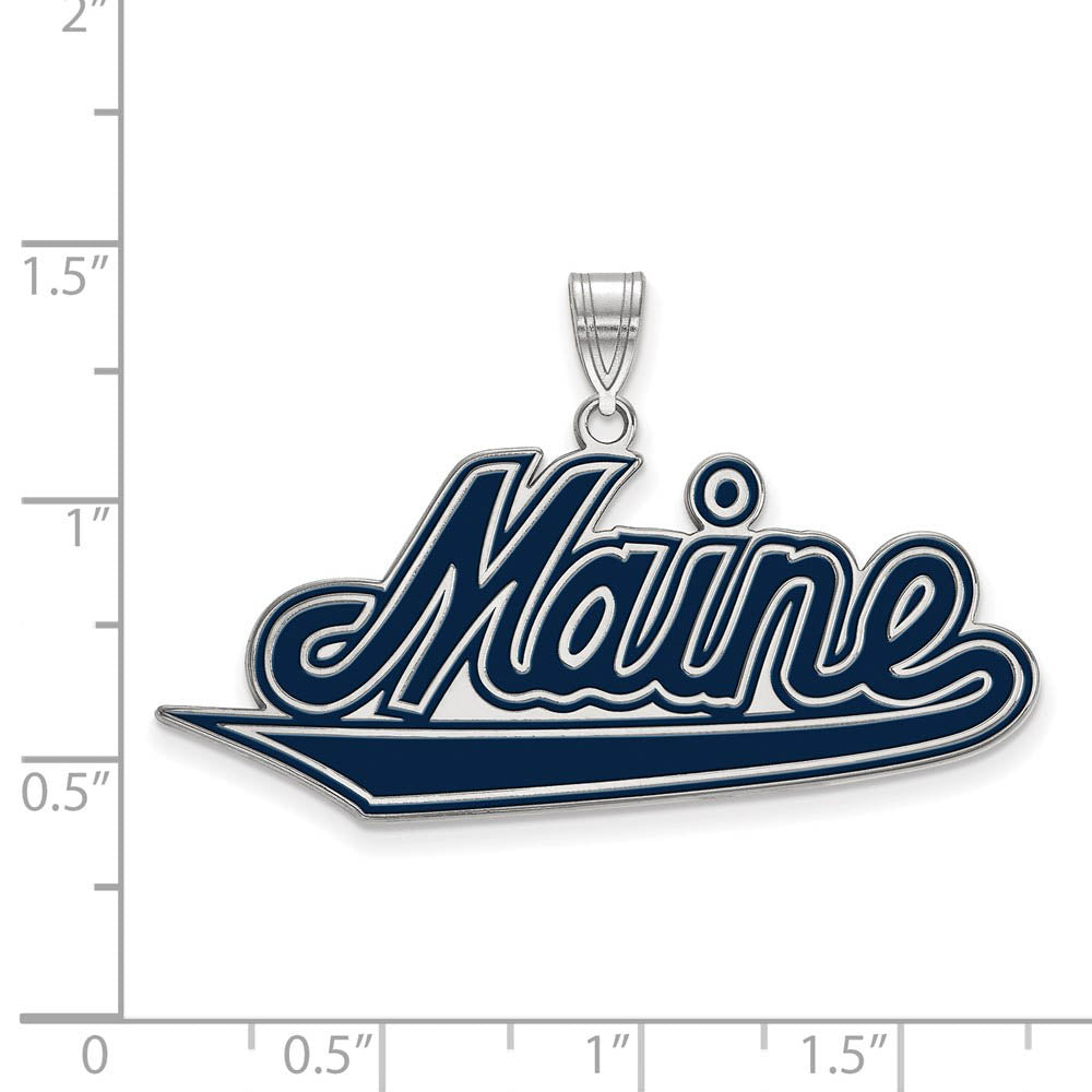 Alternate view of the Sterling Silver U. of Maine XL Enamel Pendant by The Black Bow Jewelry Co.