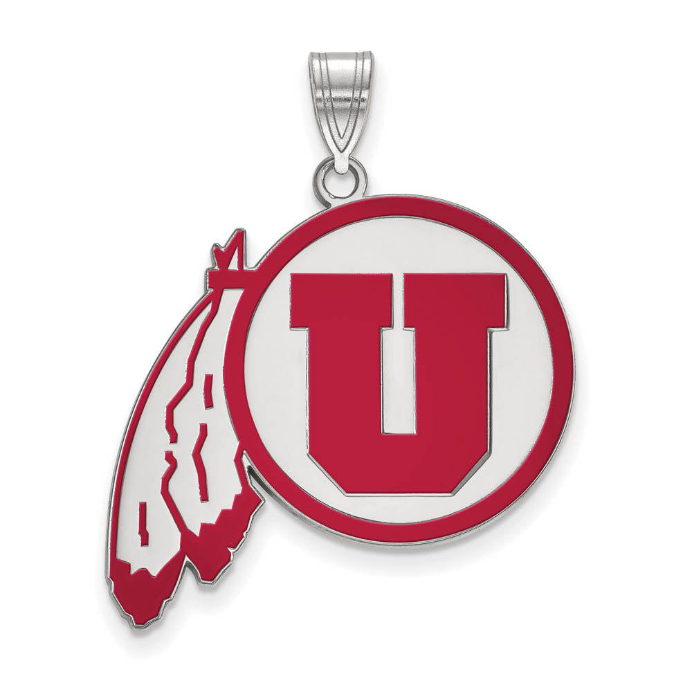 Sterling Silver U. of Utah XL Enamel Pendant, Item P21385 by The Black Bow Jewelry Co.