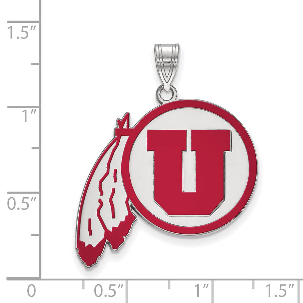 Alternate view of the Sterling Silver U. of Utah XL Enamel Pendant by The Black Bow Jewelry Co.