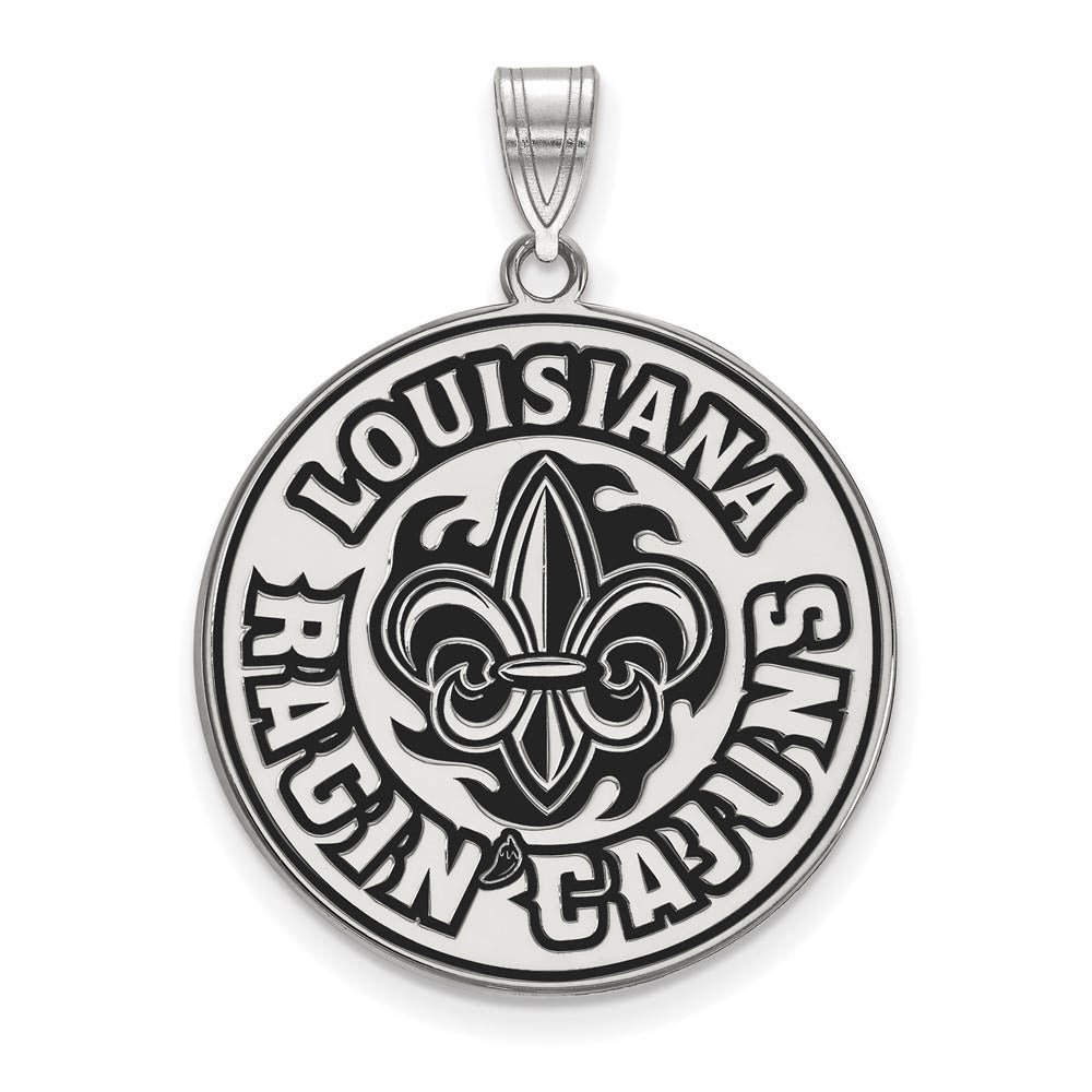 Sterling Silver U. of Louisiana at Lafayette XL Enamel Pendant, Item P21388 by The Black Bow Jewelry Co.