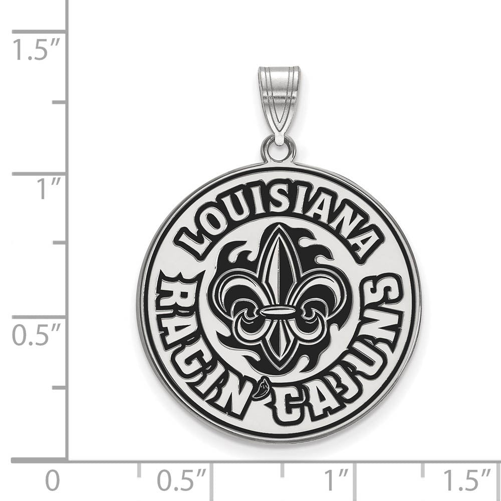 Alternate view of the Sterling Silver U. of Louisiana at Lafayette XL Enamel Pendant by The Black Bow Jewelry Co.