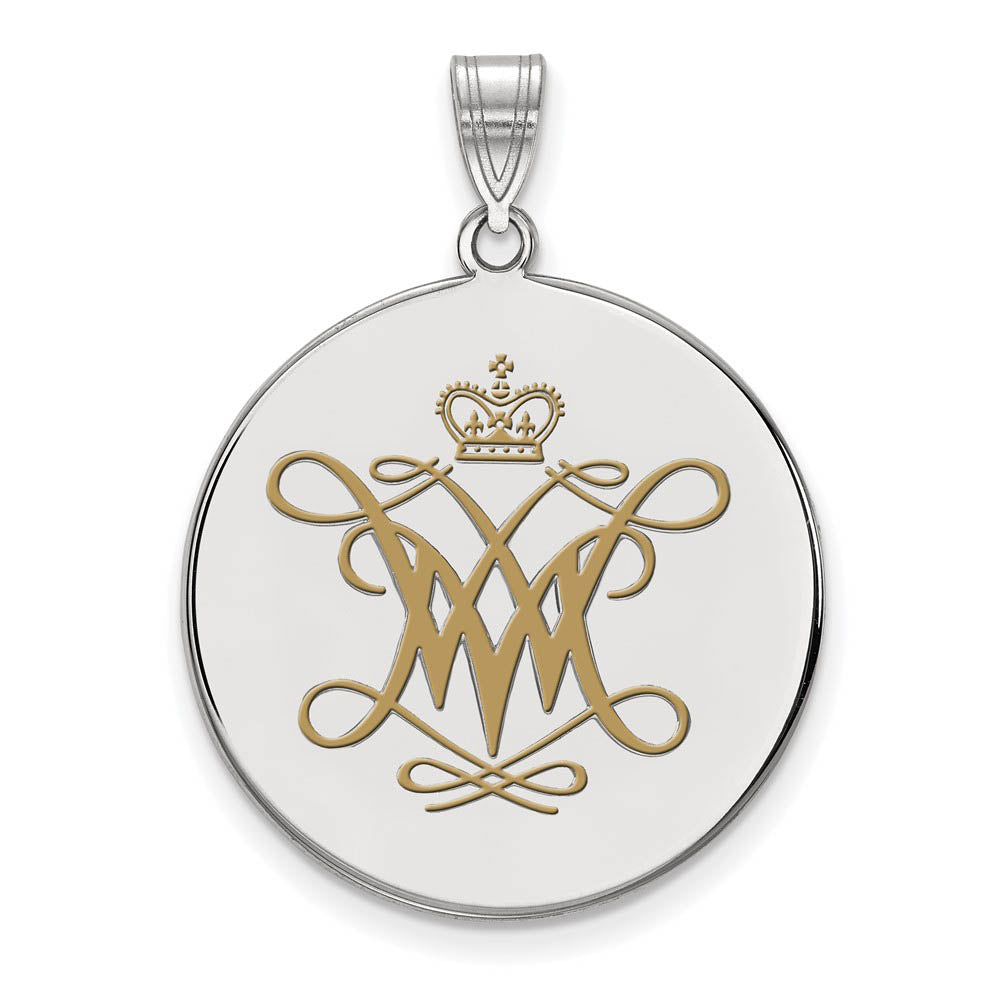 Sterling Silver William and Mary XL Enamel Disc Pendant, Item P21391 by The Black Bow Jewelry Co.