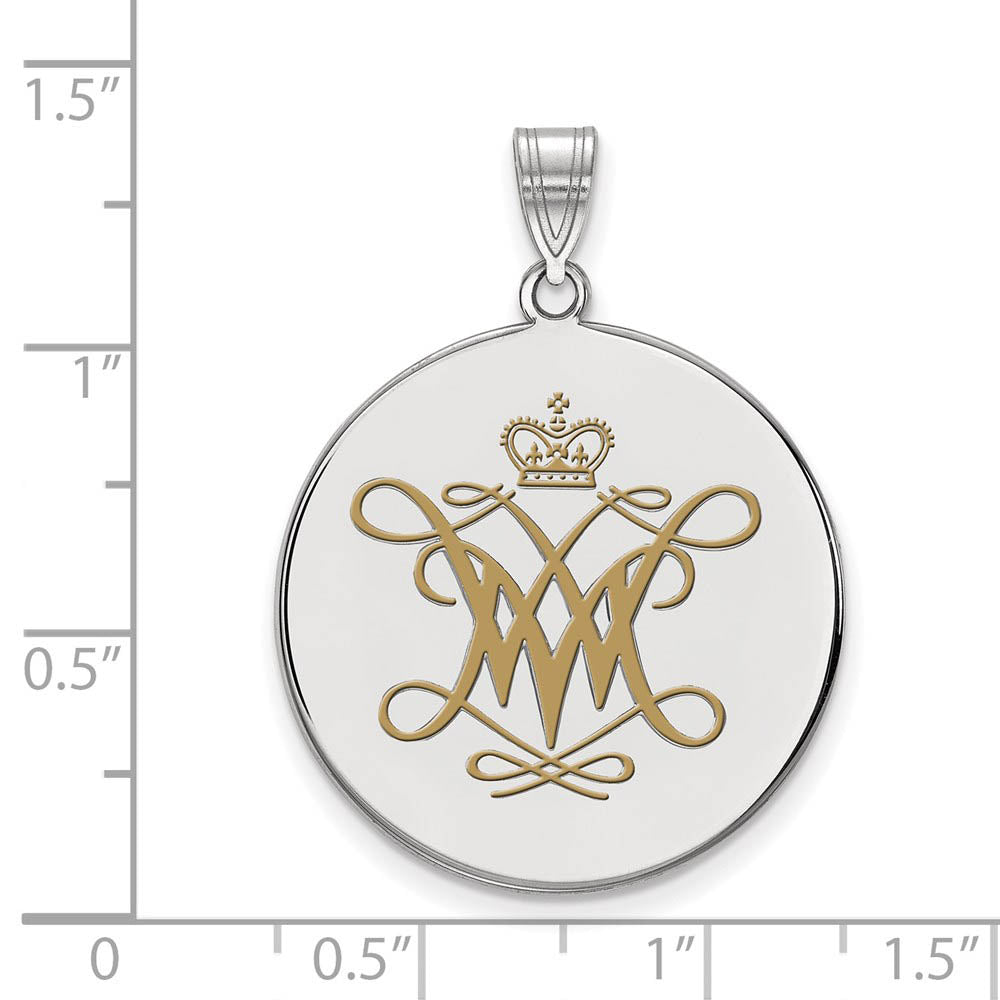 Alternate view of the Sterling Silver William and Mary XL Enamel Disc Pendant by The Black Bow Jewelry Co.