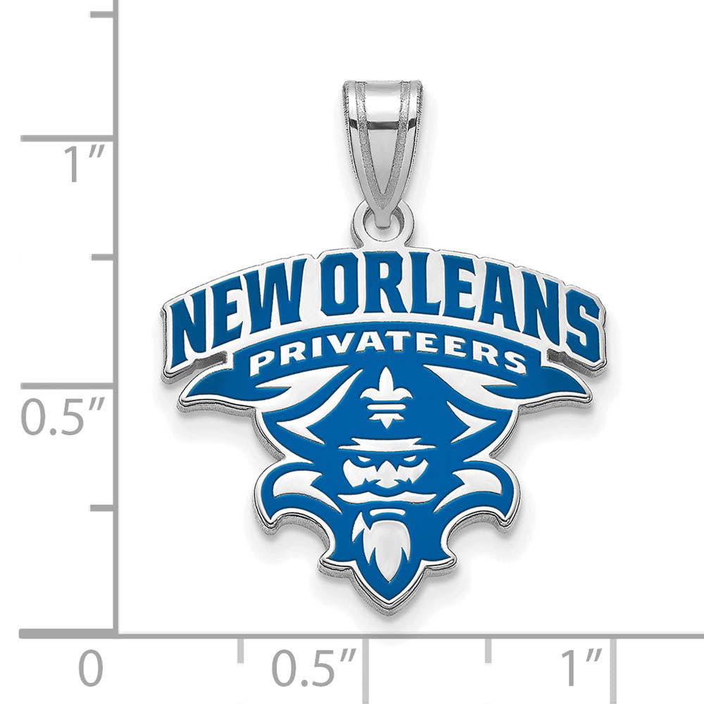Alternate view of the Sterling Silver U. of New Orleans XL Enamel Pendant by The Black Bow Jewelry Co.