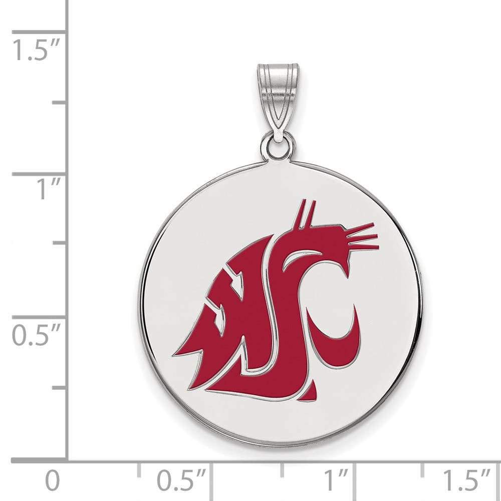 Alternate view of the Sterling Silver Washington State XL Enamel Mascot Disc Pendant by The Black Bow Jewelry Co.