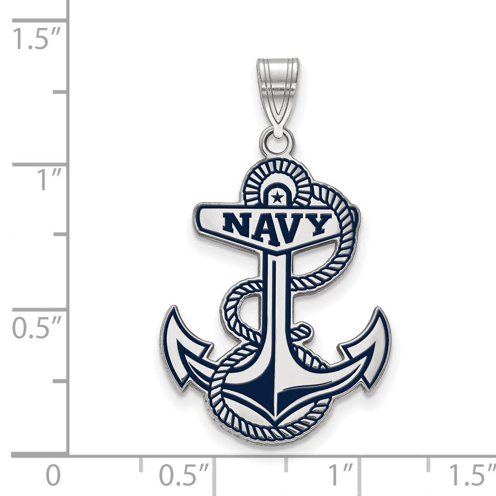 Alternate view of the Sterling Silver U.S. Navy XL Enamel Pendant Necklace by The Black Bow Jewelry Co.