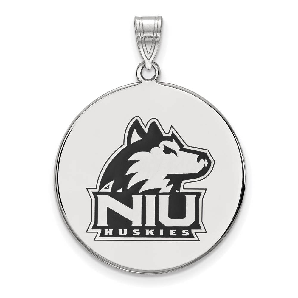 Sterling Silver Northern Illinois U. XL Enamel Disc Pendant, Item P21413 by The Black Bow Jewelry Co.
