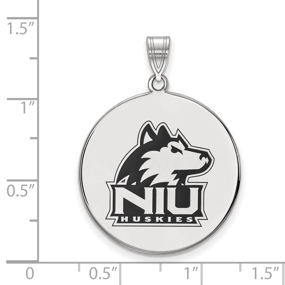 Alternate view of the Sterling Silver Northern Illinois U. XL Enamel Disc Pendant by The Black Bow Jewelry Co.