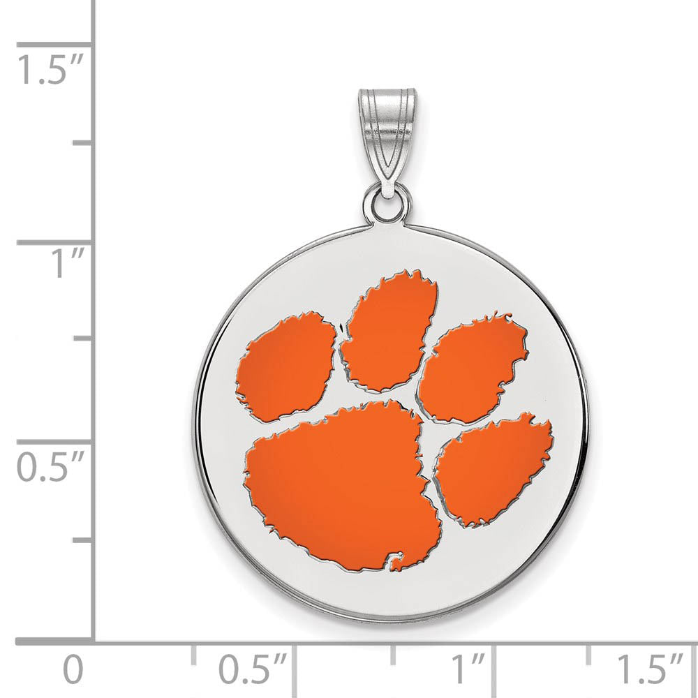 Alternate view of the Sterling Silver Clemson U XL Enamel Disc Pendant by The Black Bow Jewelry Co.