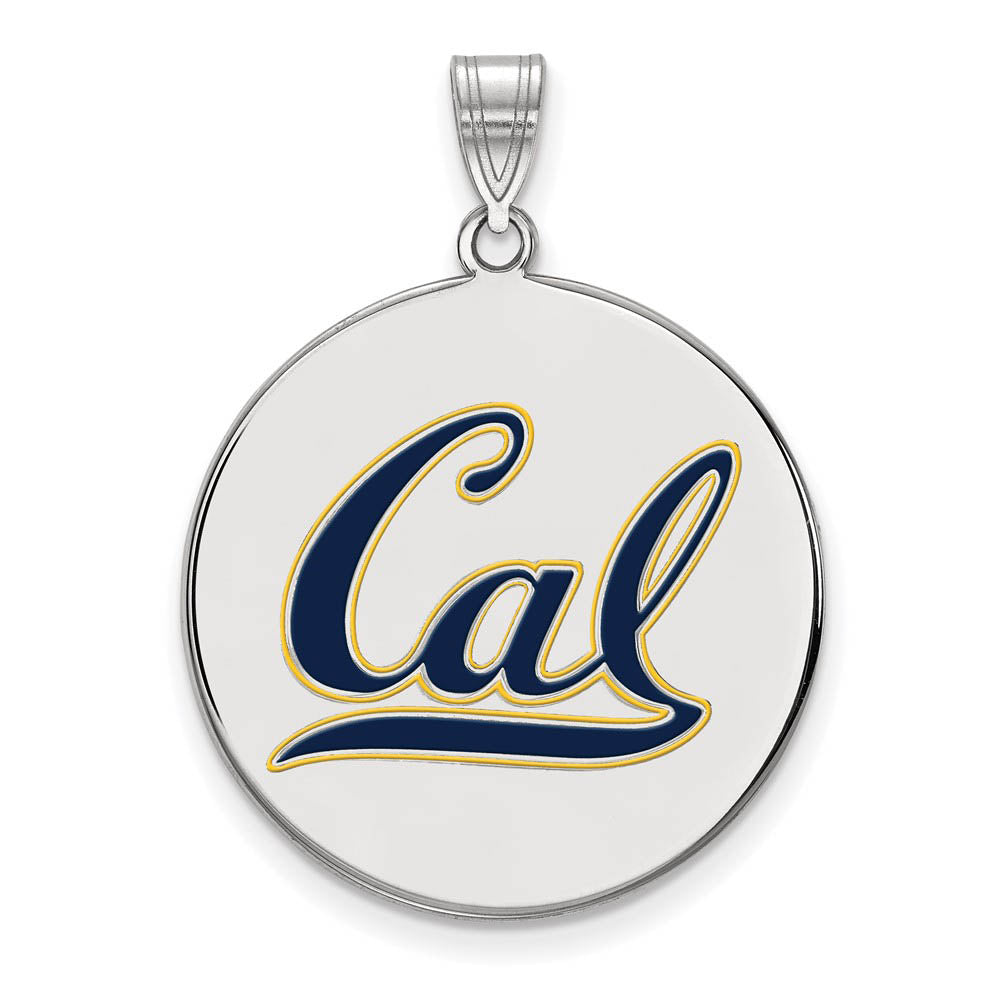 Sterling Silver California Berkeley XL Enamel 'Cal' Disc Pendant, Item P21425 by The Black Bow Jewelry Co.