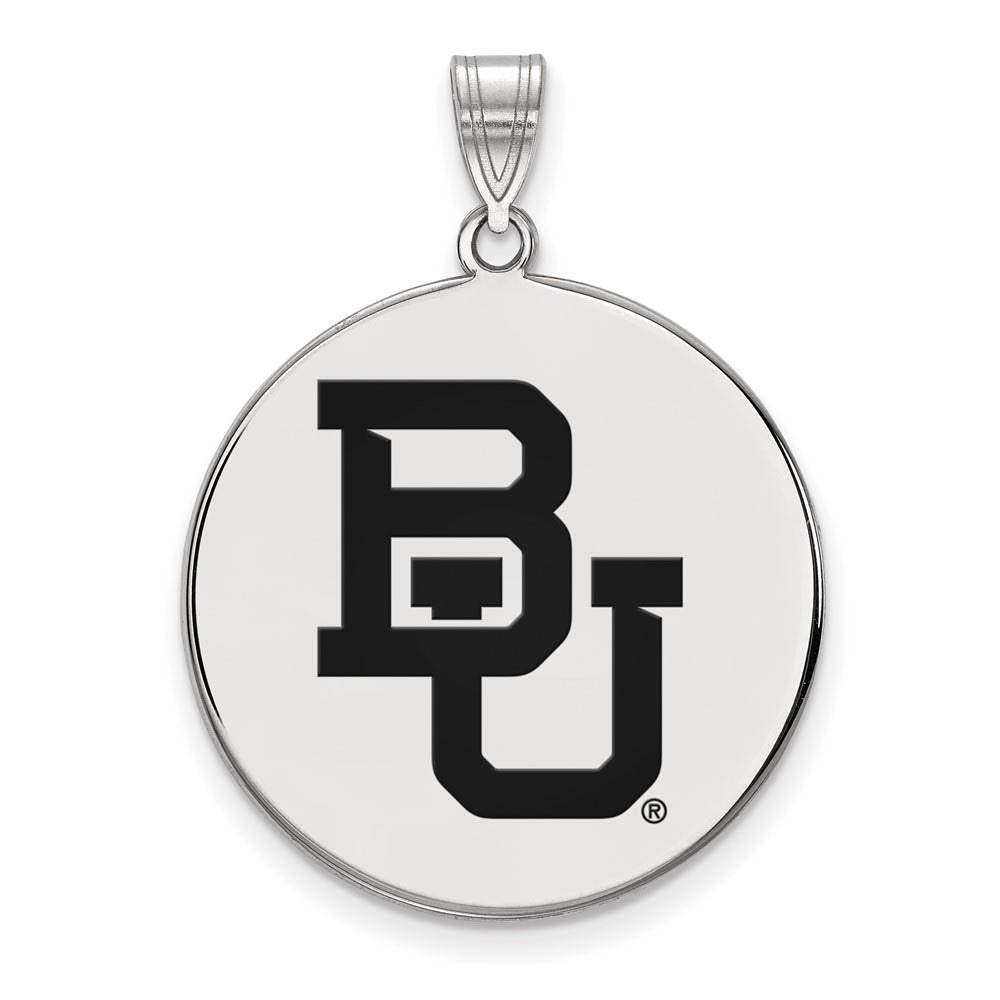 Sterling Silver Baylor U XL 'BU' Enamel Disc Pendant, Item P21426 by The Black Bow Jewelry Co.