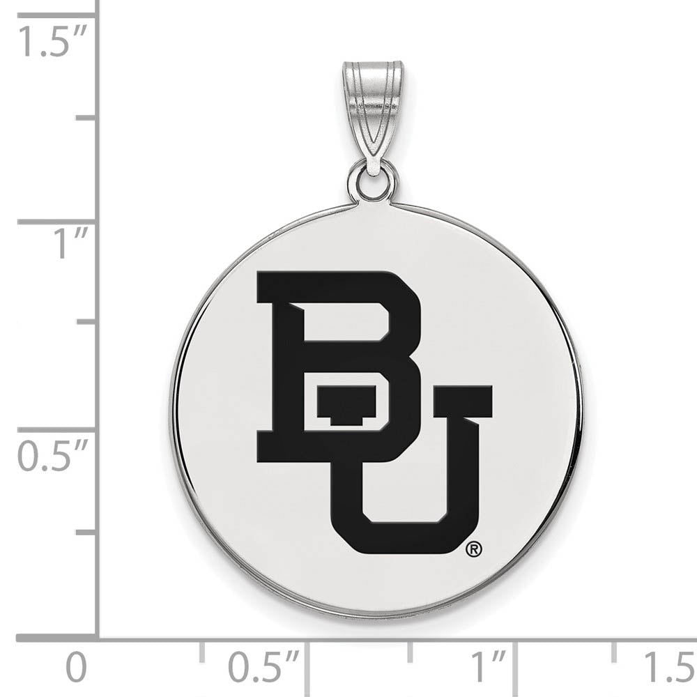Alternate view of the Sterling Silver Baylor U XL Enamel Disc Pendant Necklace by The Black Bow Jewelry Co.