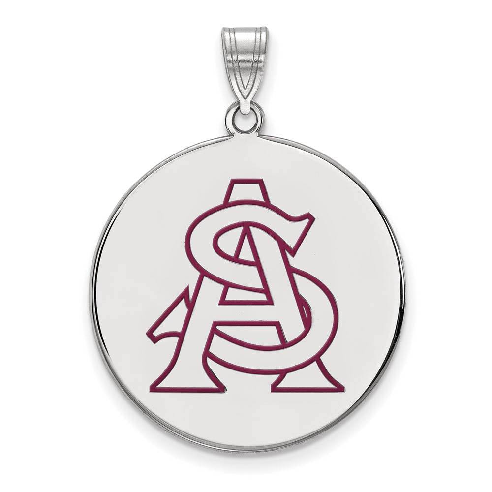 Sterling Silver Arizona State XL Enamel Disc Pendant, Item P21429 by The Black Bow Jewelry Co.