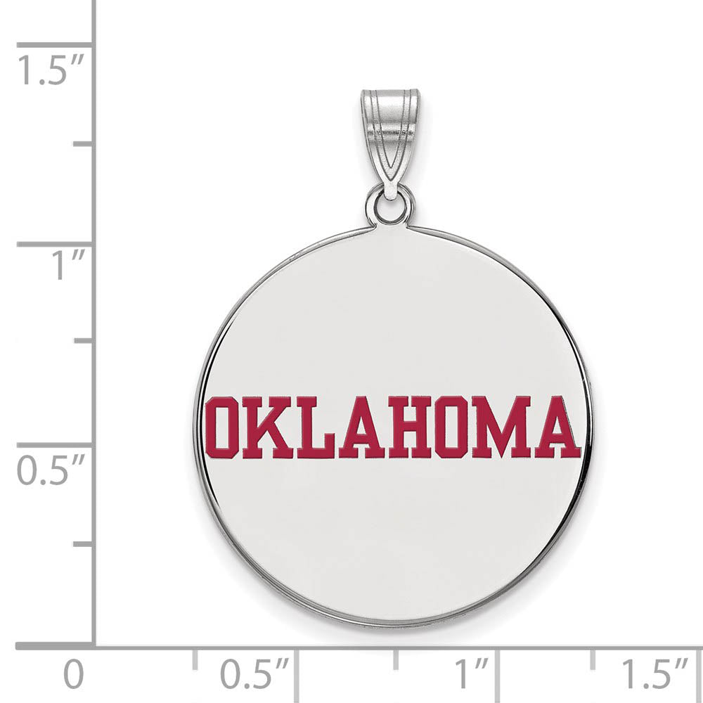 Alternate view of the Sterling Silver U. of Oklahoma XL Enamel Disc Pendant by The Black Bow Jewelry Co.
