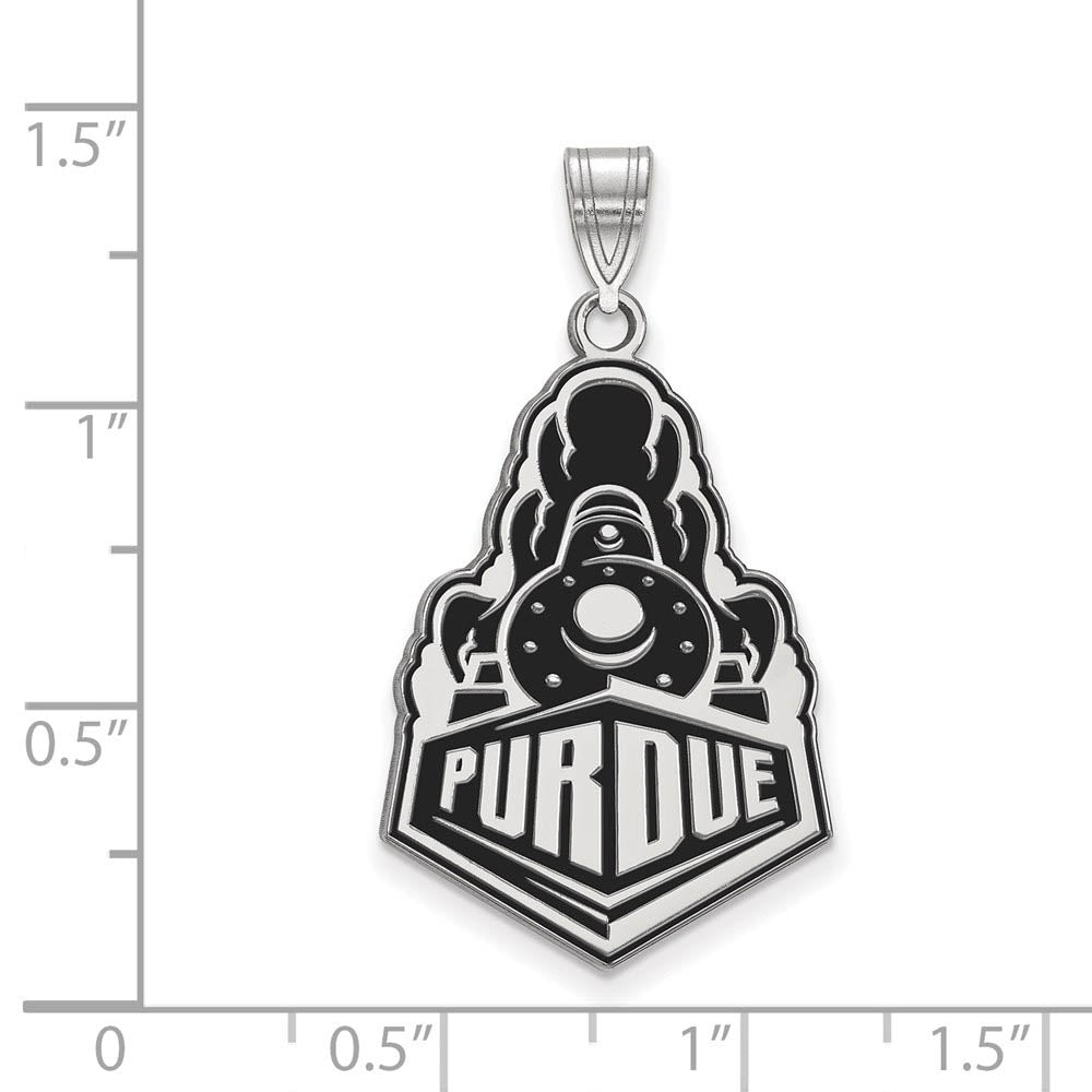 Alternate view of the Sterling Silver Purdue XL Enamel Logo Pendant by The Black Bow Jewelry Co.