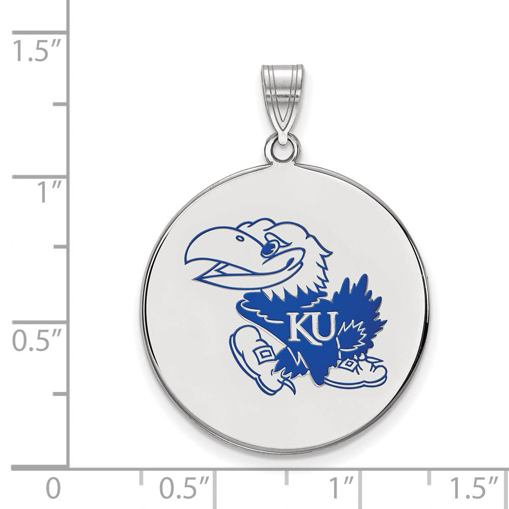 Alternate view of the Sterling Silver U. of Kansas XL Enamel Disc Pendant by The Black Bow Jewelry Co.