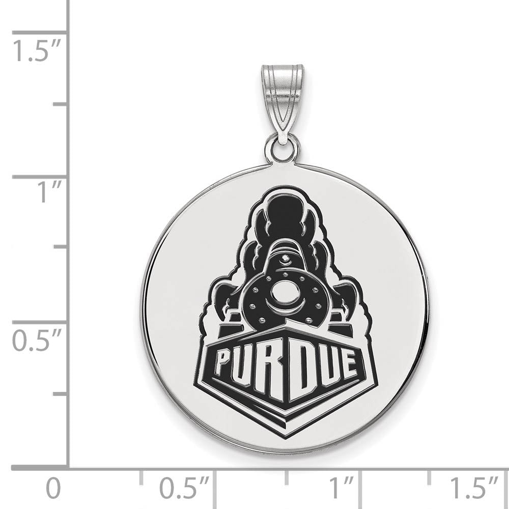Alternate view of the Sterling Silver Purdue XL Enamel Logo Disc Pendant by The Black Bow Jewelry Co.