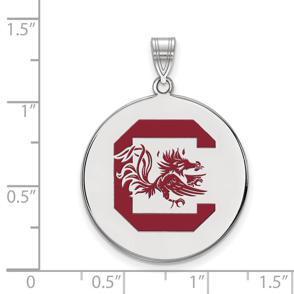 Alternate view of the Sterling Silver South Carolina XL Red Enamel Disc Pendant by The Black Bow Jewelry Co.