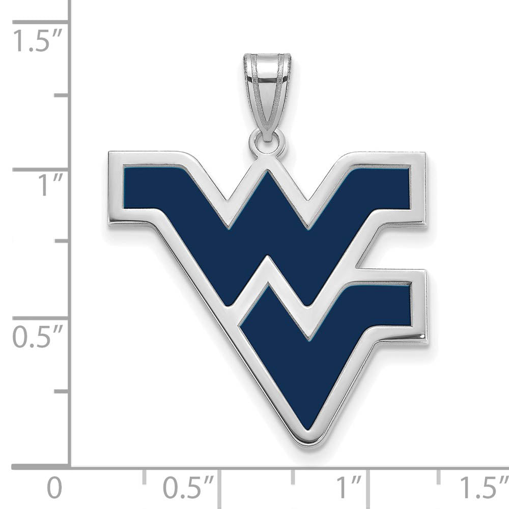 Alternate view of the Sterling Silver West Virginia U. XL Enamel Logo Pendant by The Black Bow Jewelry Co.