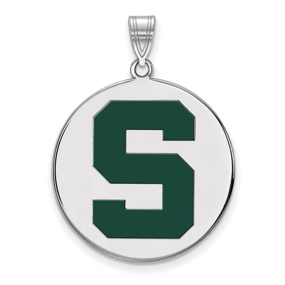 Sterling Silver Michigan State XL Enamel 'S' Disc Pendant, Item P21443 by The Black Bow Jewelry Co.