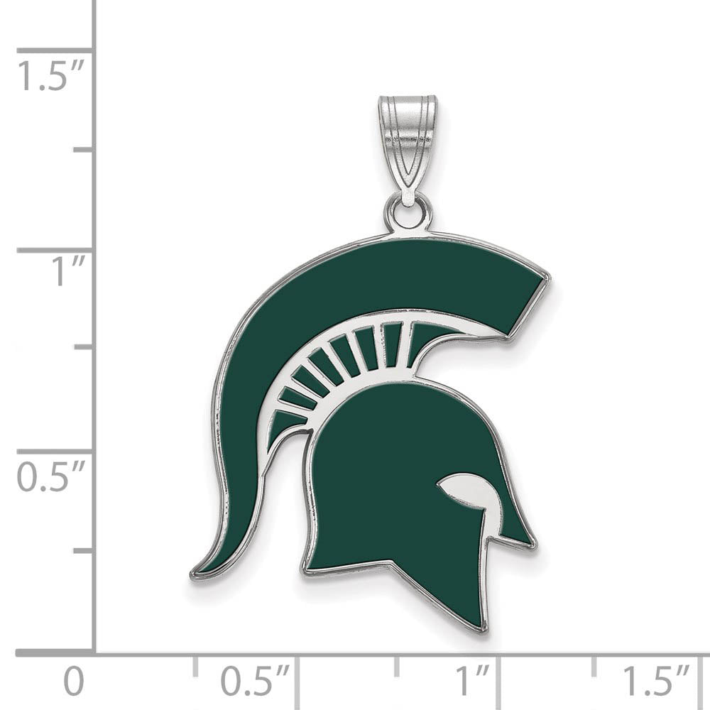 Alternate view of the Sterling Silver Michigan State XL Enamel Pendant by The Black Bow Jewelry Co.